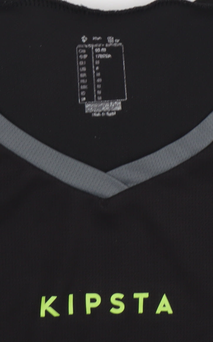 Kipsta Men's Black Short Sleeve V-Neck Football T-Shirt Size S