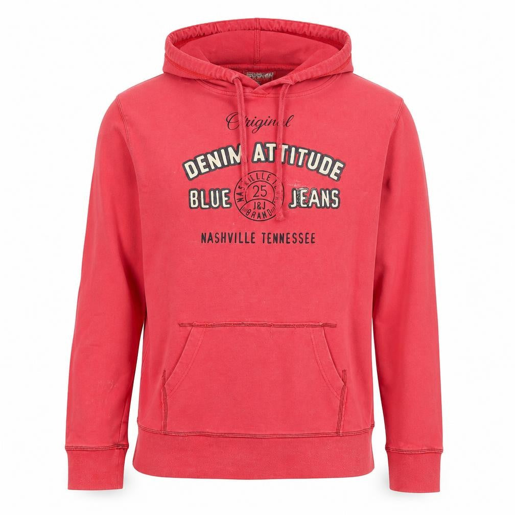 Front view of Jack & Jones Women's Red Pullover Hoodie XL Cotton Blend Casual