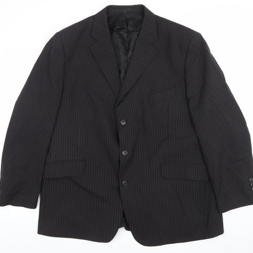 Marks and Spencer Men’s Black Pinstripe Wool Blazer Jacket 40R