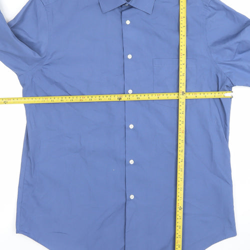 Arrow Men's Blue Athletic Fit Long Sleeve Formal Dress Shirt Size L 42cm