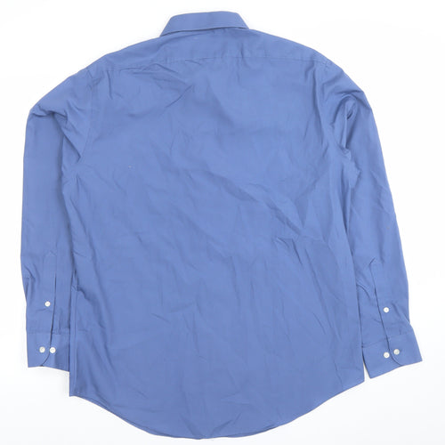 Arrow Men's Blue Athletic Fit Long Sleeve Formal Dress Shirt Size L 42cm