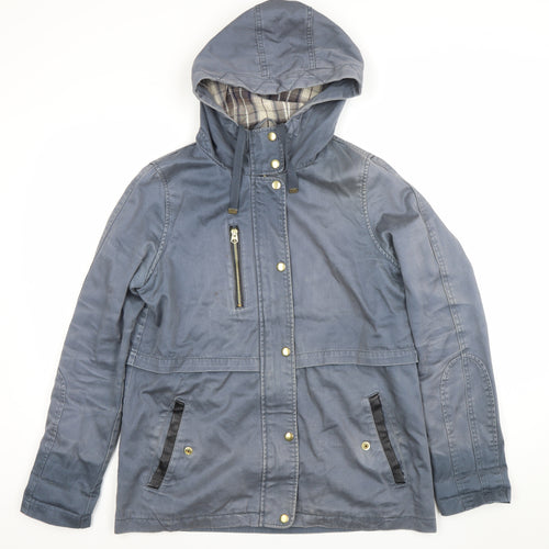 Topshop Women's Blue Hooded Parka Jacket Size 12 Cotton Blend