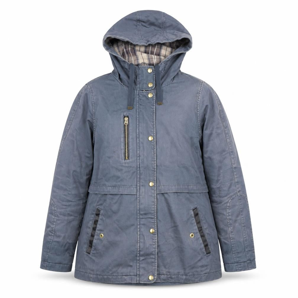 Topshop Women's Blue Hooded Parka Jacket Size 12 Cotton Blend