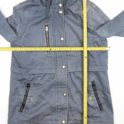 Topshop Women's Blue Hooded Parka Jacket Size 12 Cotton Blend
