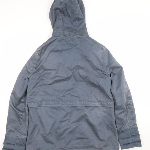 Topshop Women's Blue Hooded Parka Jacket Size 12 Cotton Blend