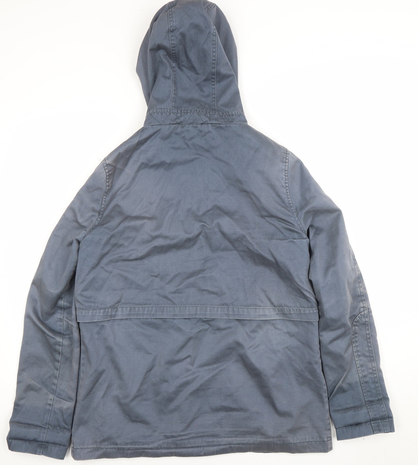Topshop Women's Blue Hooded Parka Jacket Size 12 Cotton Blend