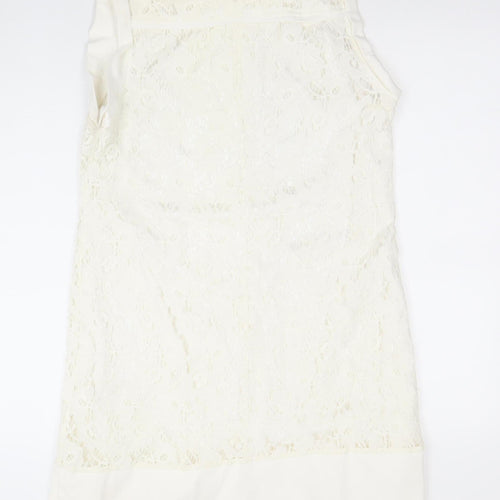 Cherry Design Women Ivory Lace Shift Dress Size 12 Wedding Formal