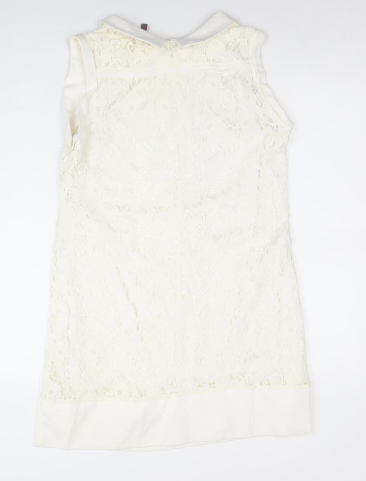 Cherry Design Women Ivory Lace Shift Dress Size 12 Wedding Formal
