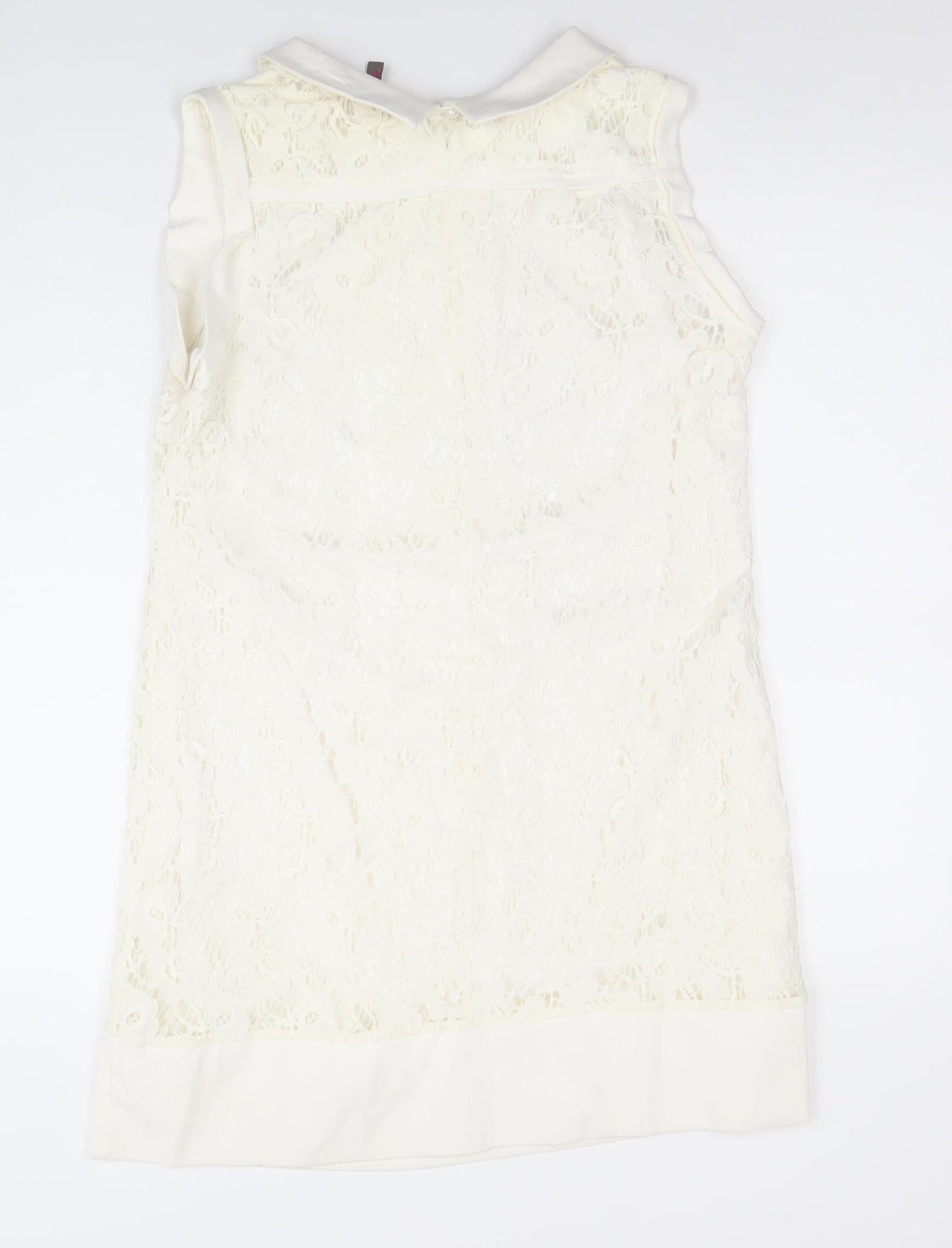 Cherry Design Women Ivory Lace Shift Dress Size 12 Wedding Formal
