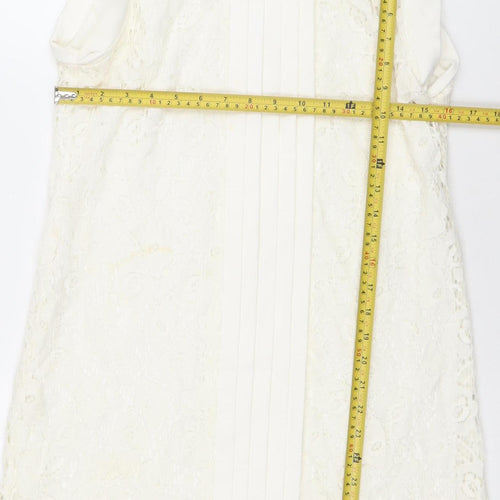 Cherry Design Women Ivory Lace Shift Dress Size 12 Wedding Formal