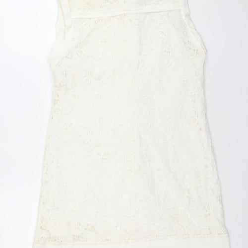 Cherry Design Women Ivory Lace Shift Dress Size 12 Wedding Formal