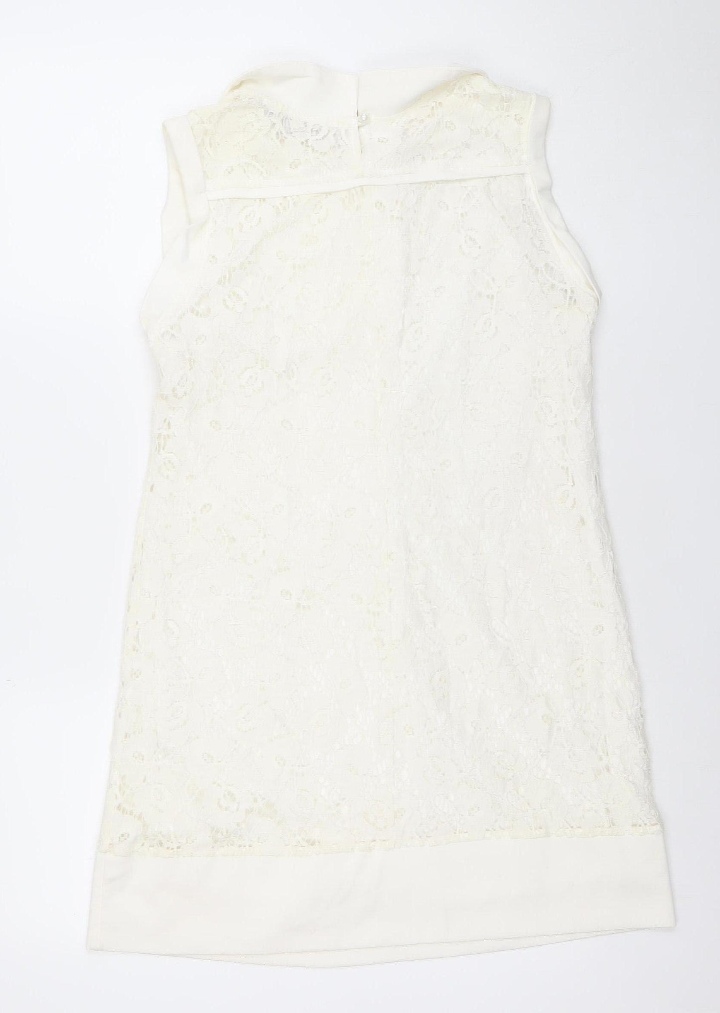Cherry Design Women Ivory Lace Shift Dress Size 12 Wedding Formal