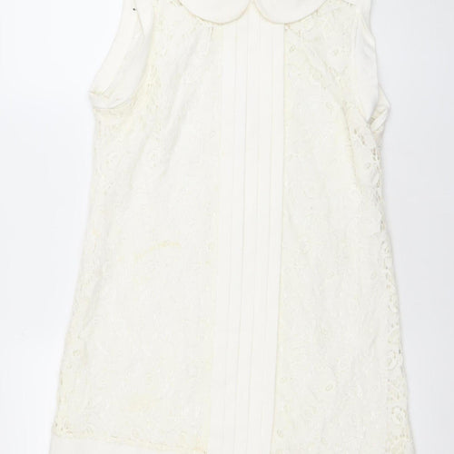 Cherry Design Women Ivory Lace Shift Dress Size 12 Wedding Formal