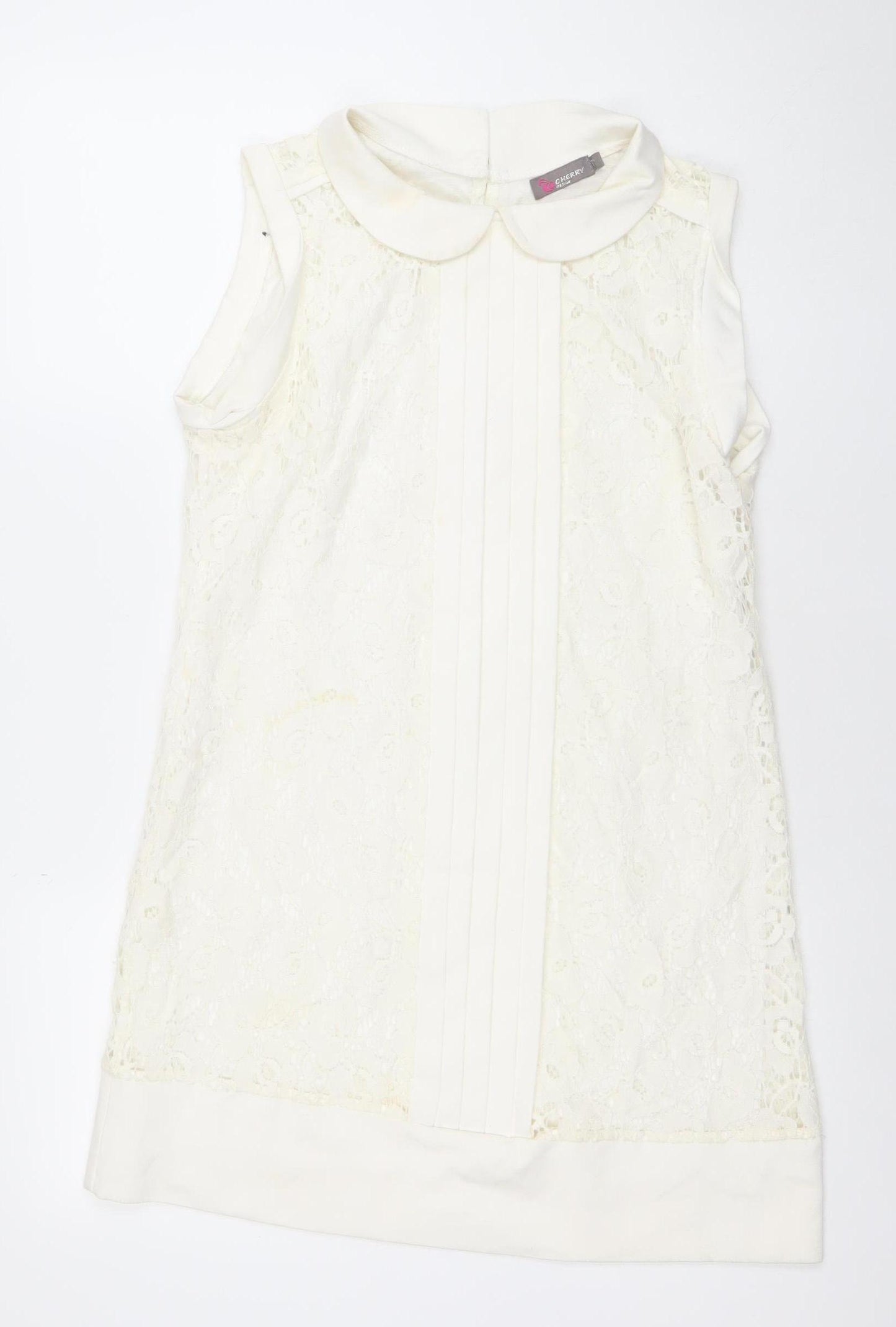 Cherry Design Women Ivory Lace Shift Dress Size 12 Wedding Formal