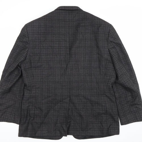 Haggar Men's Grey Checked Blazer 44S Classic Fit Two-Button Jacket