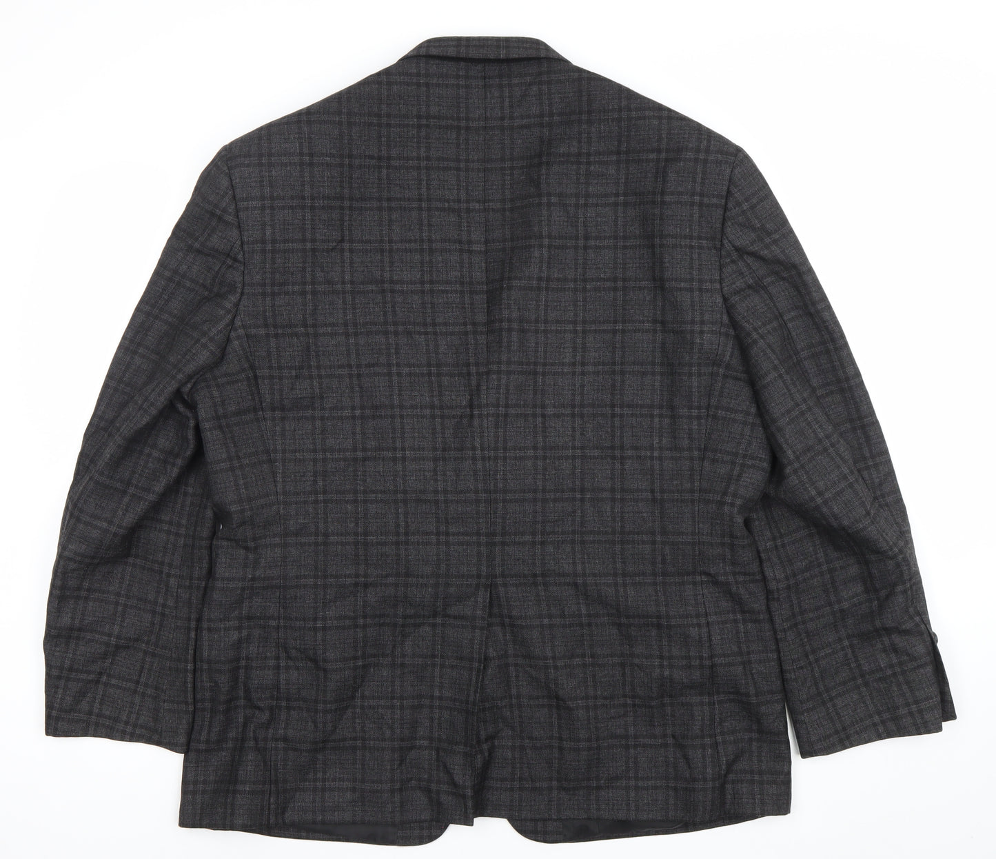 Haggar Men's Grey Checked Blazer 44S Classic Fit Two-Button Jacket