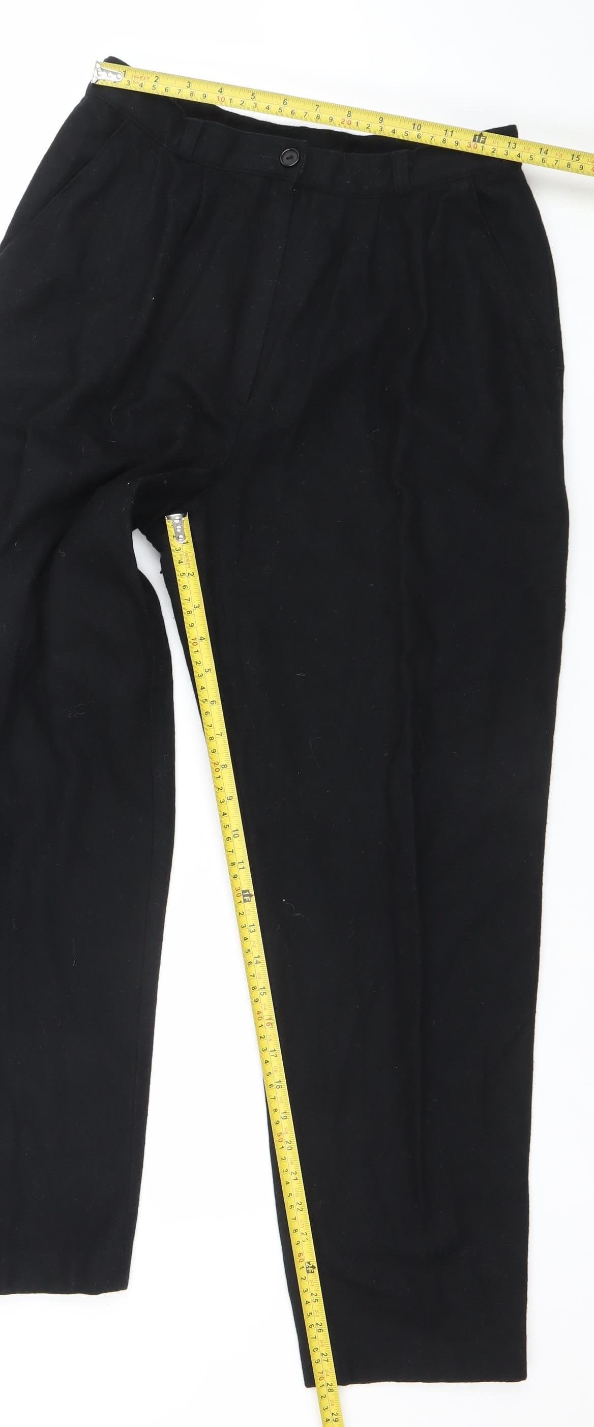 Canda Womens Black Size 16 Straight Leg Lined Wool Blend Trousers