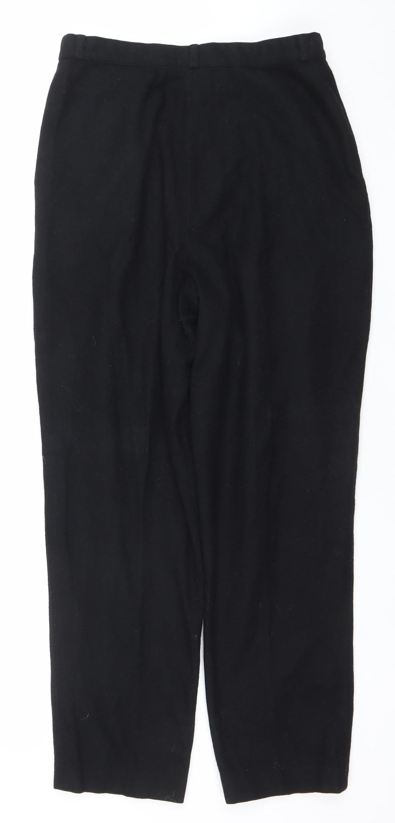 Canda Womens Black Size 16 Straight Leg Lined Wool Blend Trousers