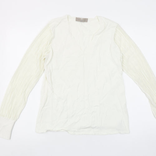 Paul Costelloe Living Women’s Ivory V-Neck Long Sleeve Blouse Size 14