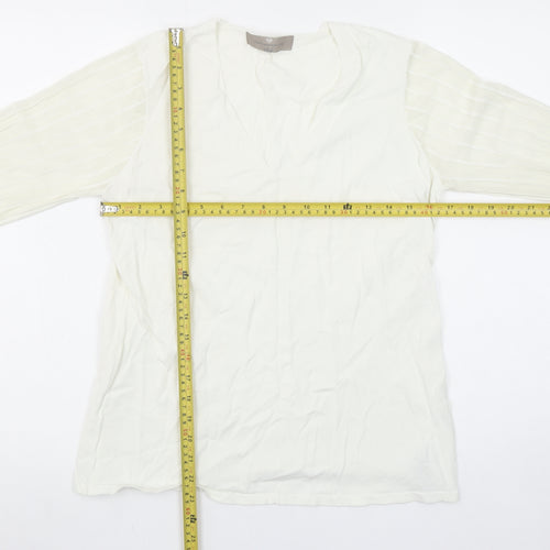 Paul Costelloe Living Women’s Ivory V-Neck Long Sleeve Blouse Size 14