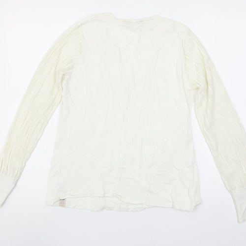 Paul Costelloe Living Women’s Ivory V-Neck Long Sleeve Blouse Size 14