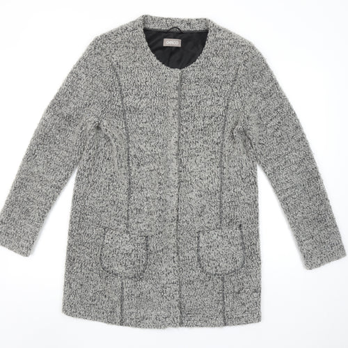 Gelco Women Grey Chunky-Knit Long Sleeve Cardigan Size 12