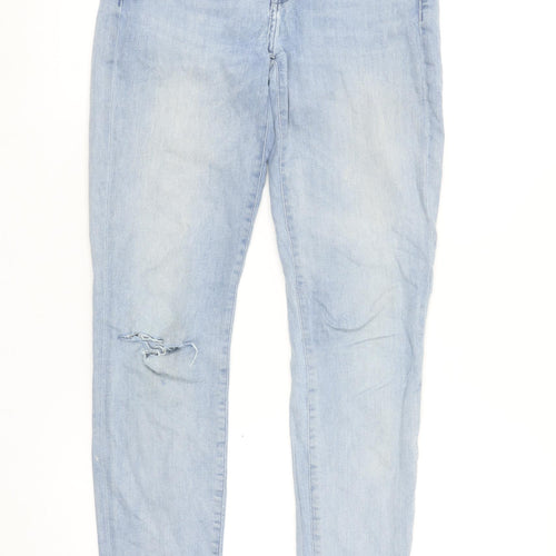 7 For All Mankind Womens Blue Size 28 Skinny Mid Rise Distressed Jeans