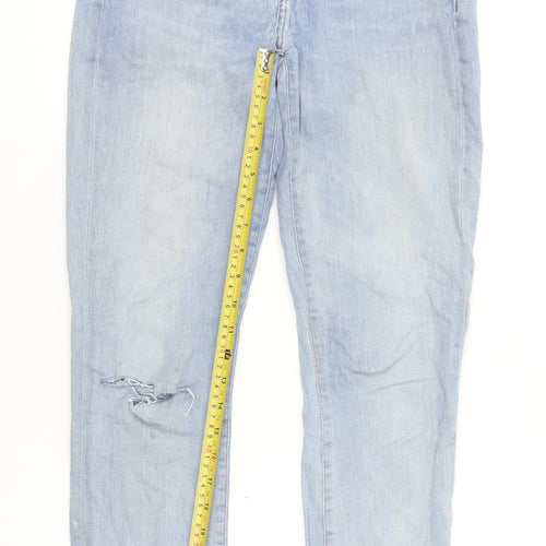 7 For All Mankind Womens Blue Size 28 Skinny Mid Rise Distressed Jeans