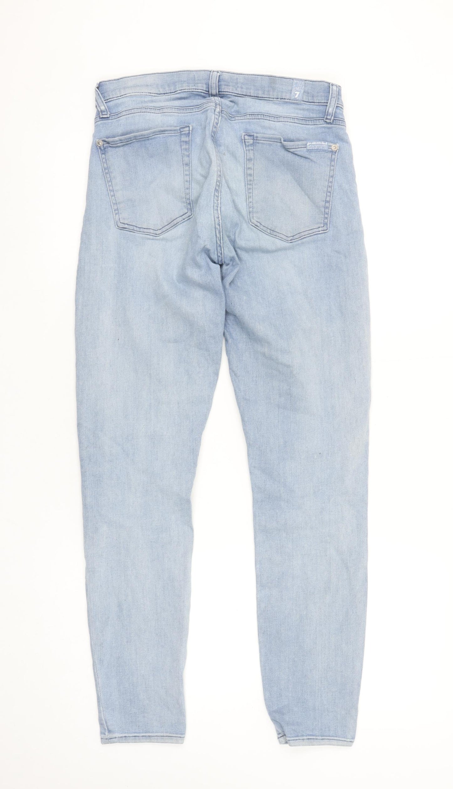 7 For All Mankind Womens Blue Size 28 Skinny Mid Rise Distressed Jeans