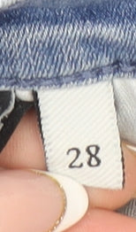 7 For All Mankind Womens Blue Size 28 Skinny Mid Rise Distressed Jeans