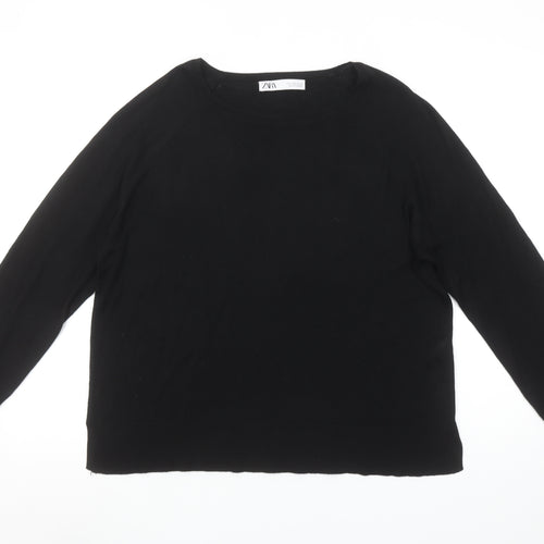 Zara Women Black Size 12 Crew Neck Knit Jumper
