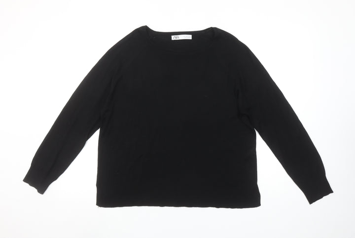 Zara Women Black Size 12 Crew Neck Knit Jumper