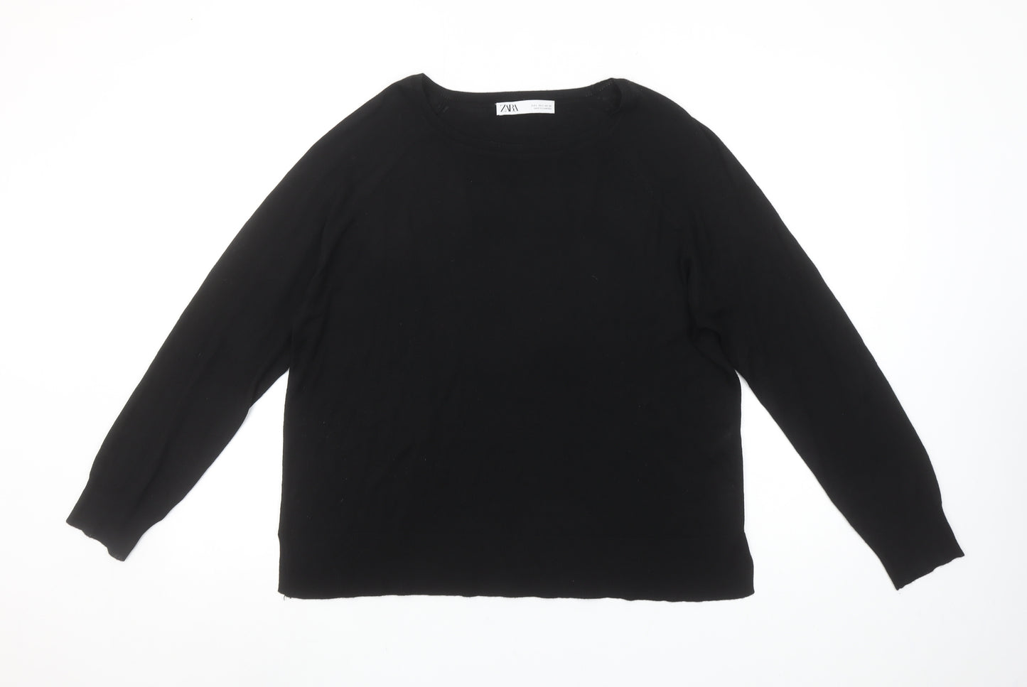 Zara Women Black Size 12 Crew Neck Knit Jumper