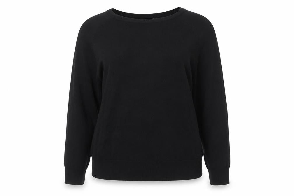 Front view of Zara Women Black, size 12, Crew Neck Knit Jumper