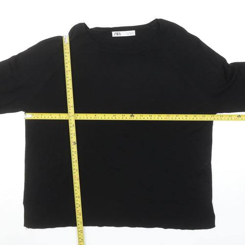 Zara Women Black Size 12 Crew Neck Knit Jumper