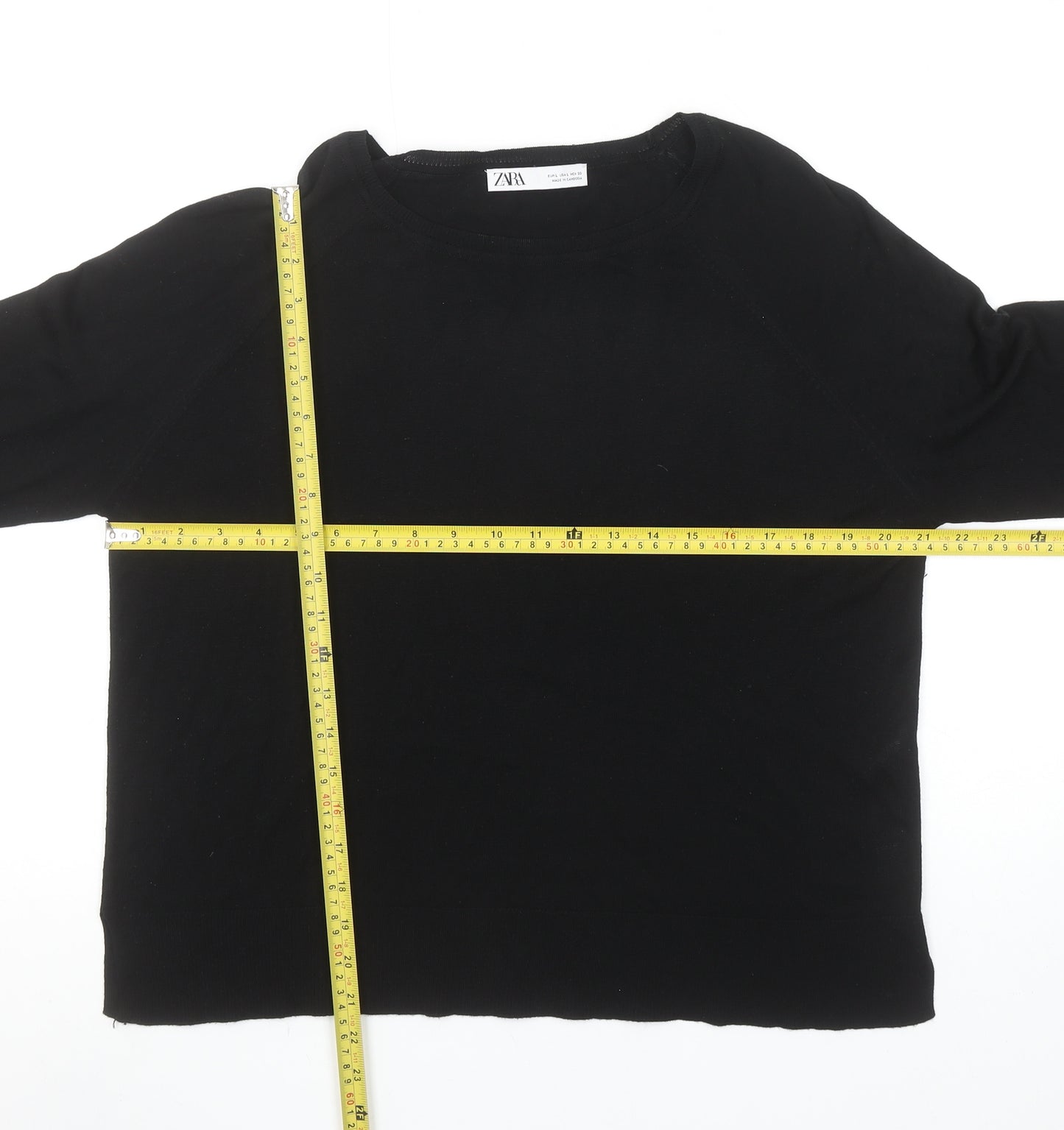 Zara Women Black Size 12 Crew Neck Knit Jumper