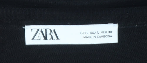 Zara Women Black Size 12 Crew Neck Knit Jumper