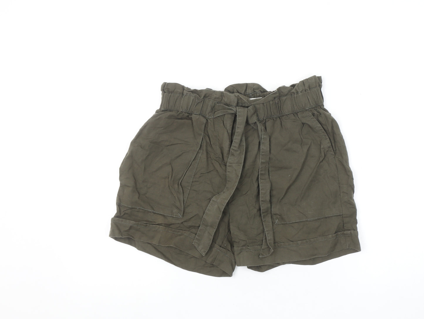Soyaconcept Women's Green Paperbag Lyocell Shorts Size S