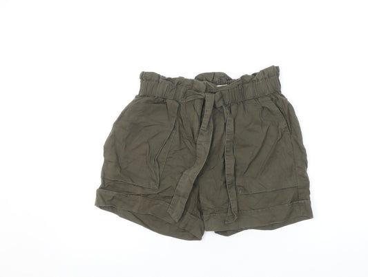 Soyaconcept Women's Green Paperbag Lyocell Shorts Size S