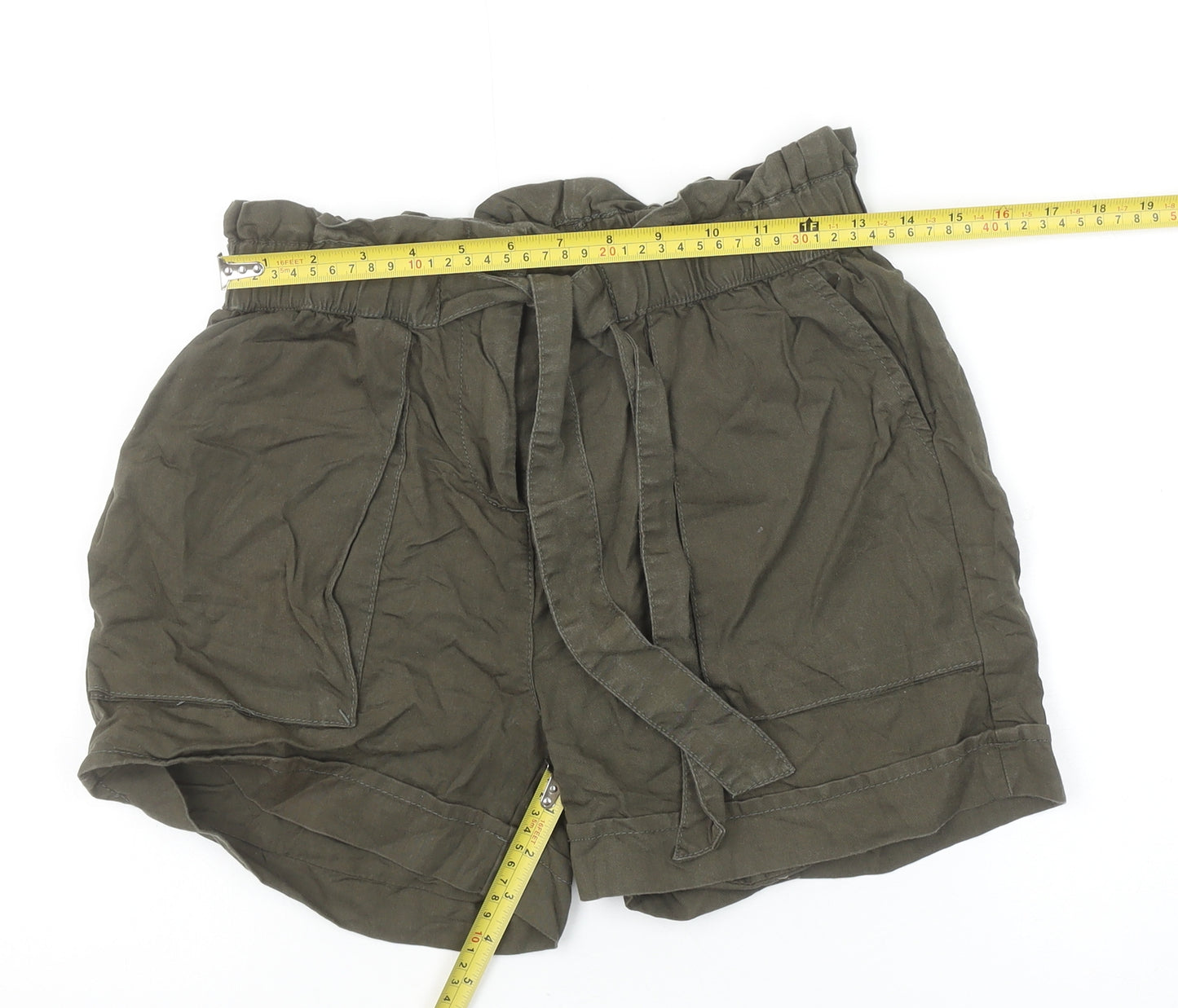 Soyaconcept Women's Green Paperbag Lyocell Shorts Size S