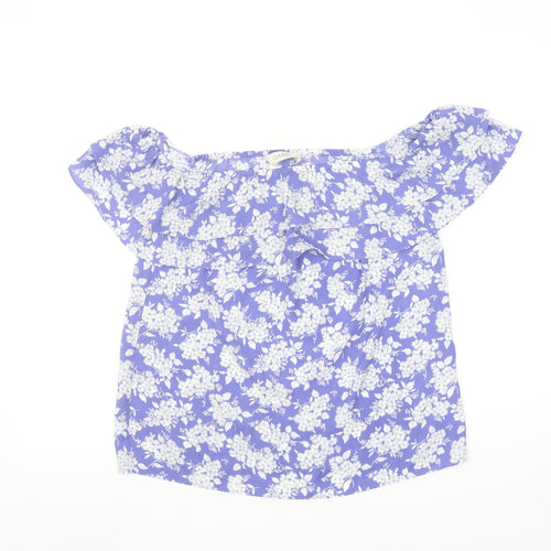 Oasis Women's Purple Floral Off Shoulder Blouse Size 10