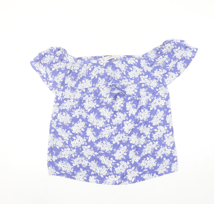 Oasis Women's Purple Floral Off Shoulder Blouse Size 10