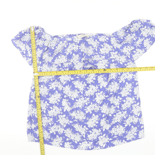 Oasis Women's Purple Floral Off Shoulder Blouse Size 10