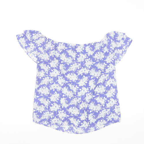 Oasis Women's Purple Floral Off Shoulder Blouse Size 10