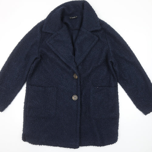 Dunnes Stores Women's Navy Blue Mid-Length Button Coat Size 14