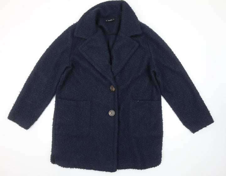 Dunnes Stores Women's Navy Blue Mid-Length Button Coat Size 14