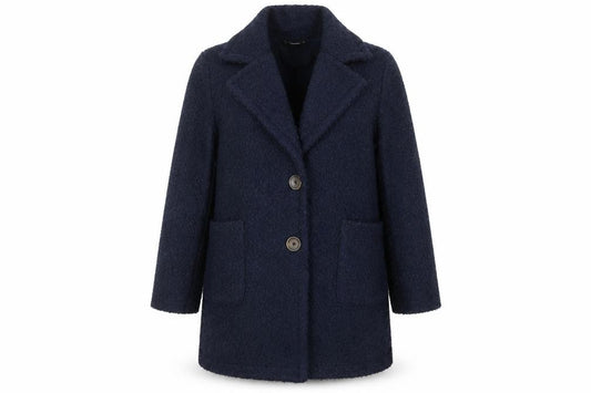 Front view of Dunnes Women's Navy Blue Mid-Length Button Coat, size 14