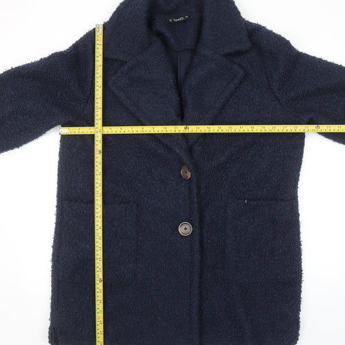 Dunnes Stores Women's Navy Blue Mid-Length Button Coat Size 14