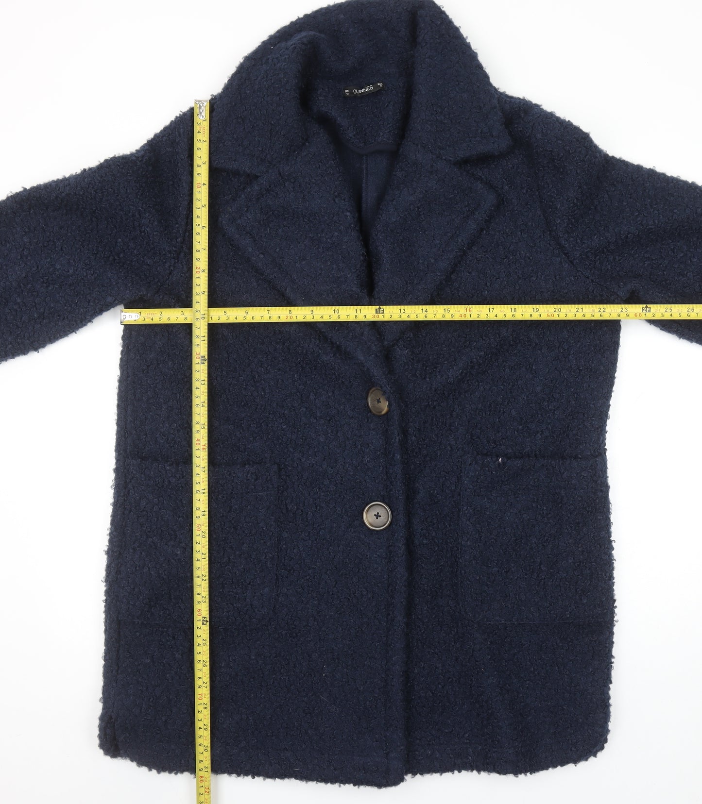 Dunnes Stores Women's Navy Blue Mid-Length Button Coat Size 14