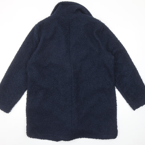 Dunnes Stores Women's Navy Blue Mid-Length Button Coat Size 14